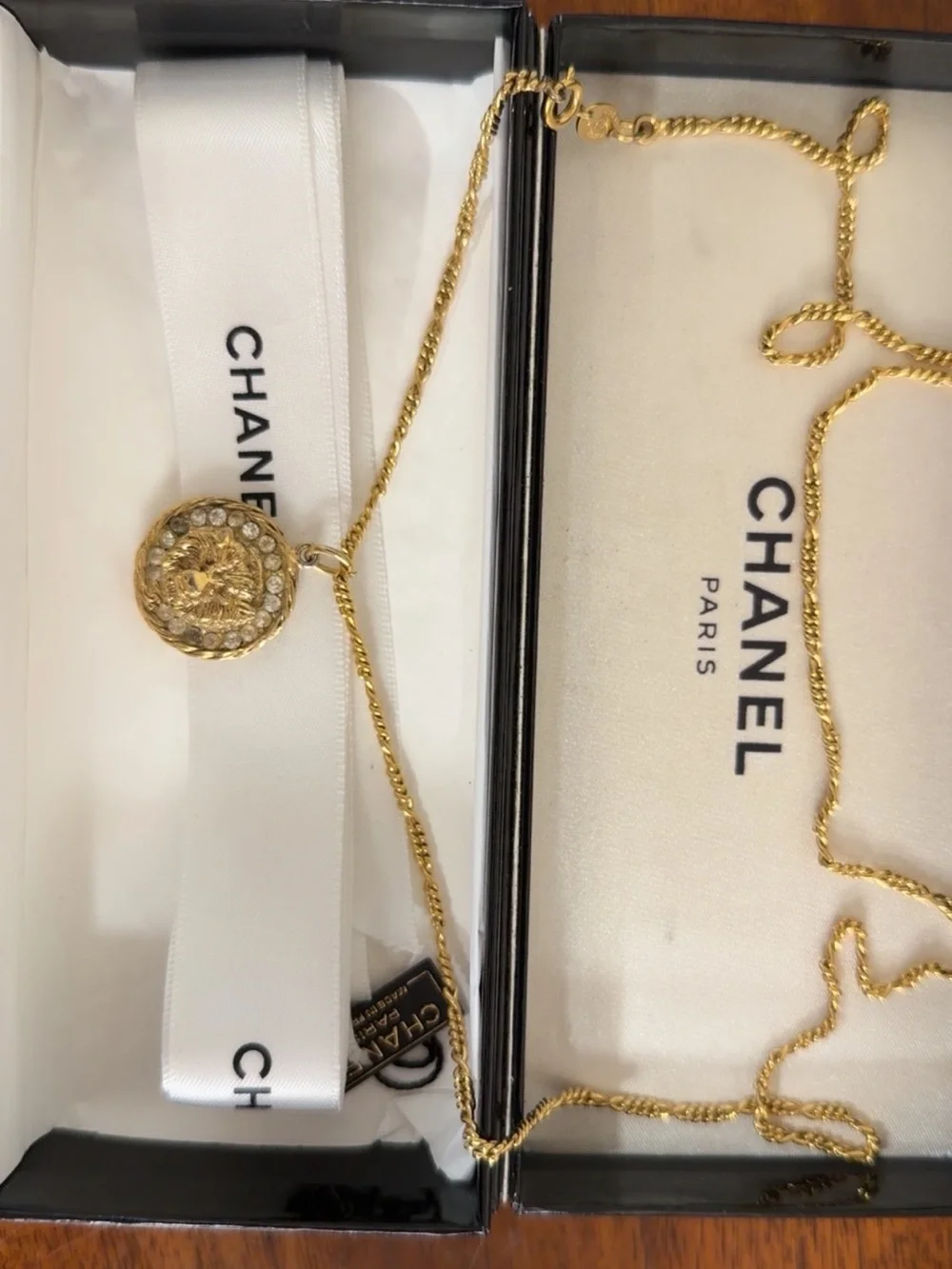 vintage 1982 lion medallion necklace-Authentic Chanel w/COA